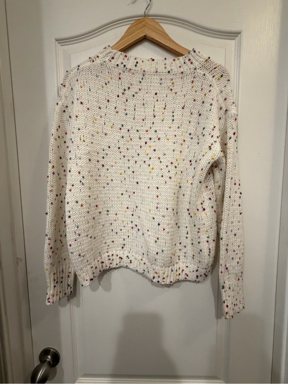 Ivory Rainbow Confetti Fleck Mock Neck Knit Sweater Women’s S